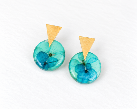 Pressed Turquoise Flower Earring