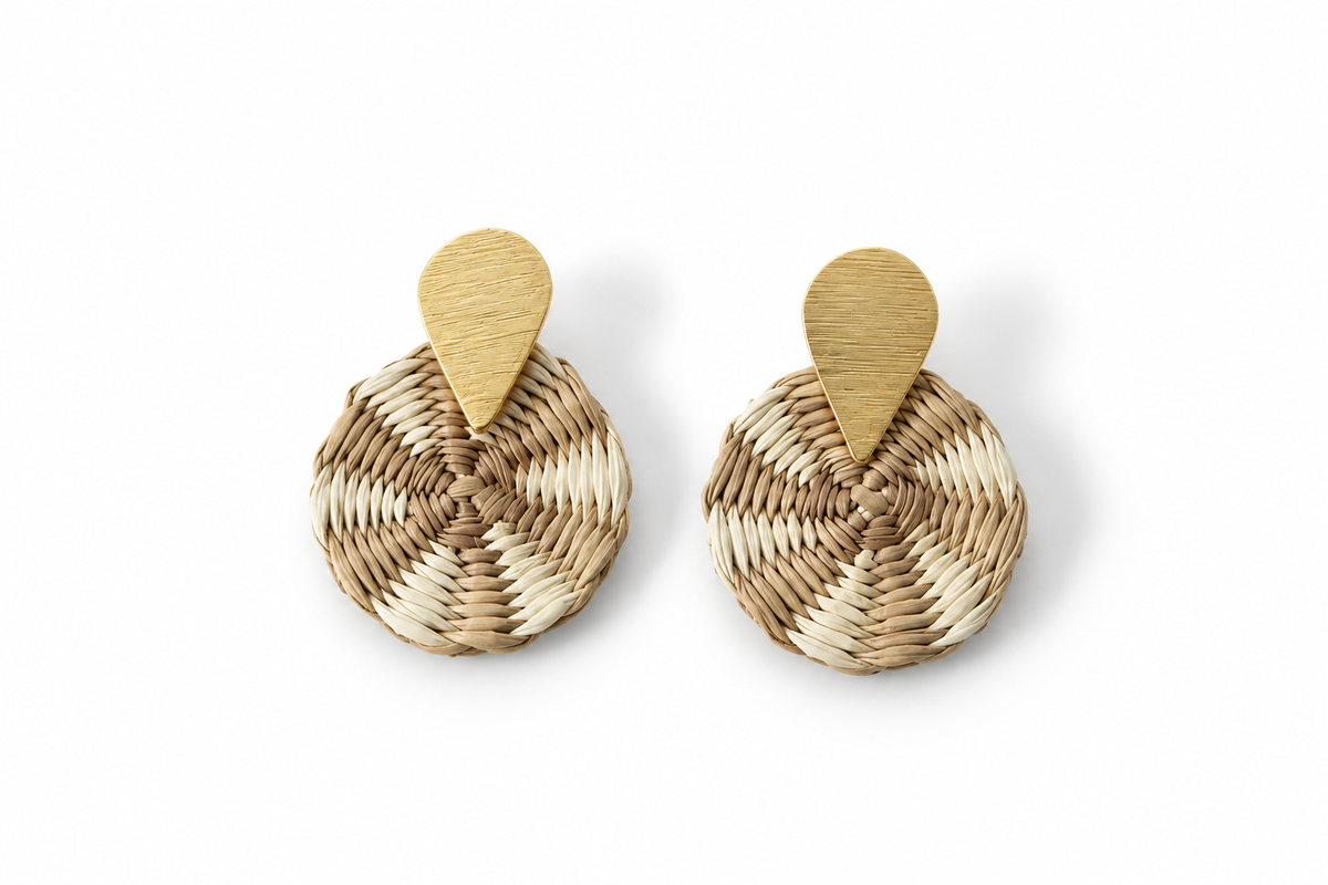 Petite Iraca Palm Spiral Earrings