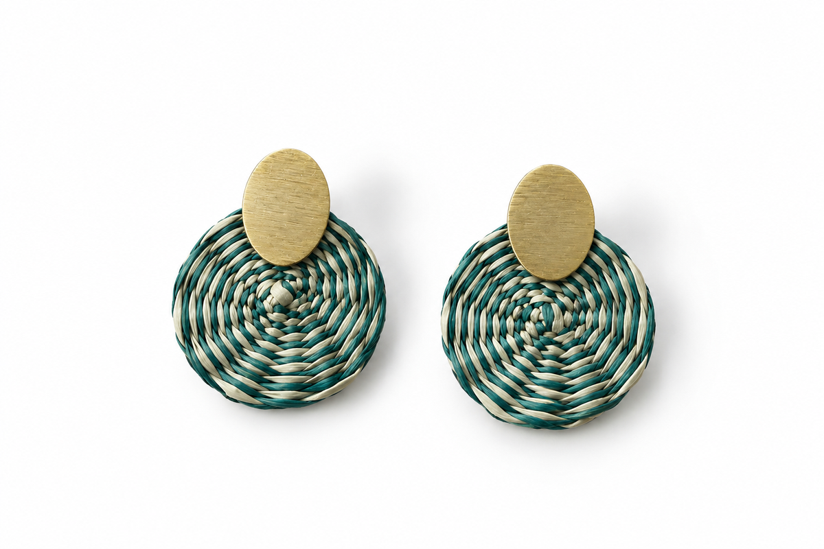 Iraca Palm Spiral Earrings