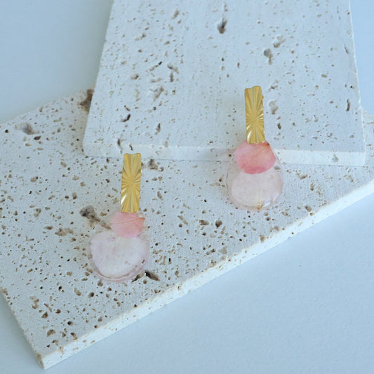 Pressed Pink Flower Earring