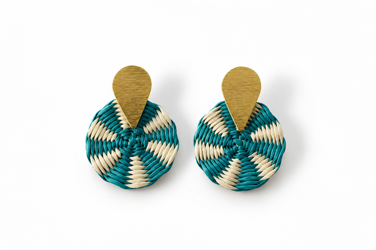 Petite Iraca Palm Spiral Earrings