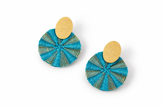 Wire Stripes Iraca Palm Earrings