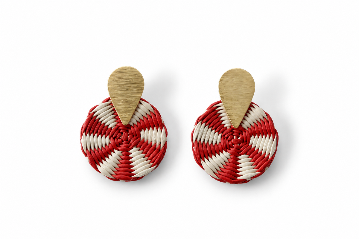 Petite Iraca Palm Spiral Earrings