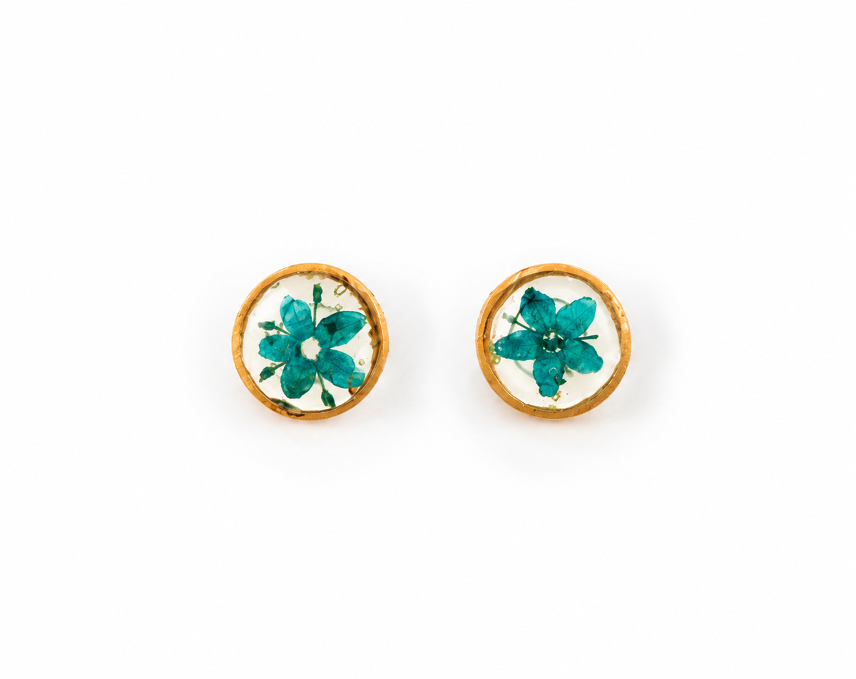 Small Designed Pressed Flowers Earrings