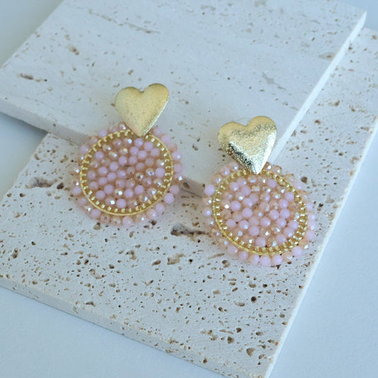 Heart Wire Wrap Bead Earrings