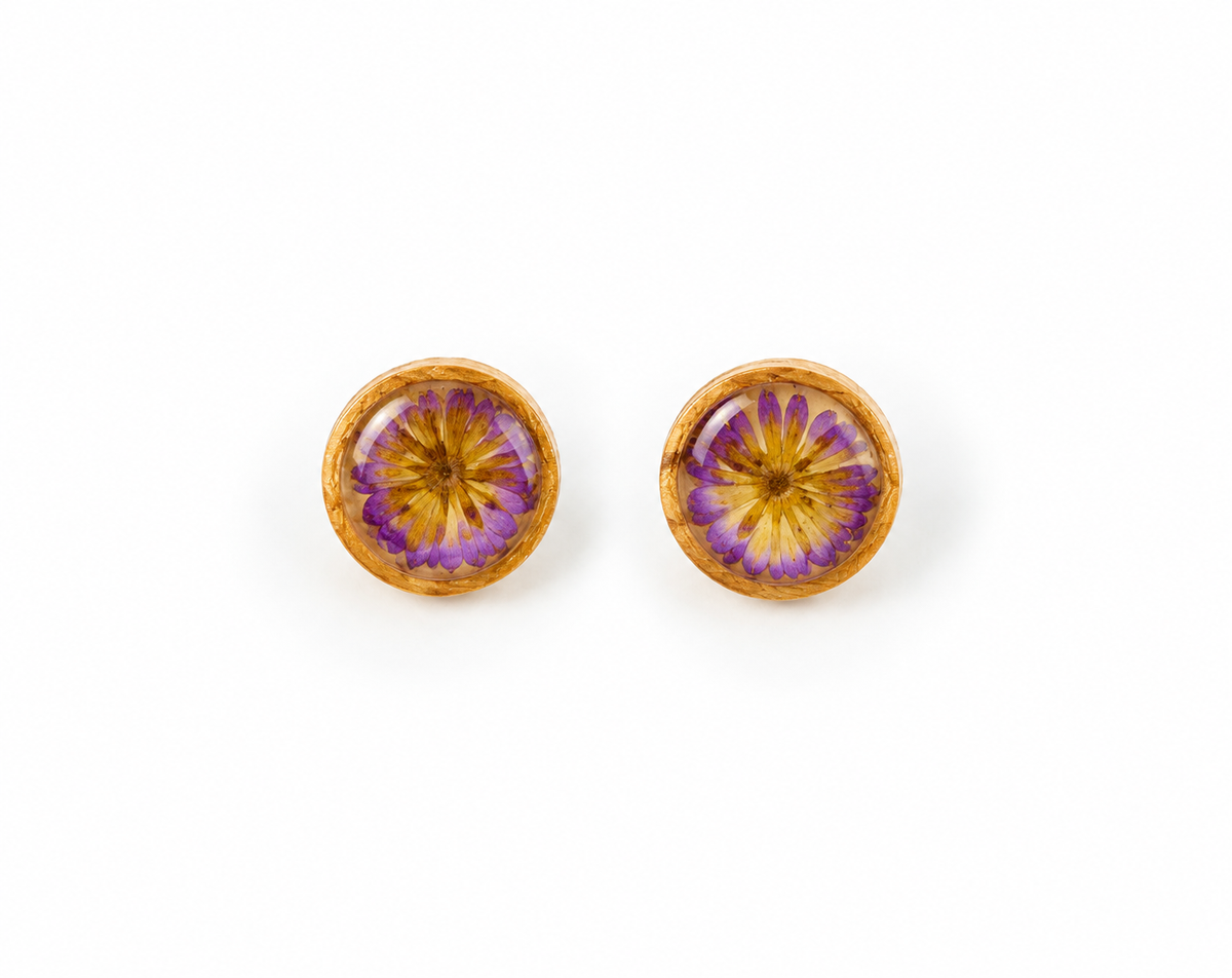Small Designed Pressed Flowers Earrings