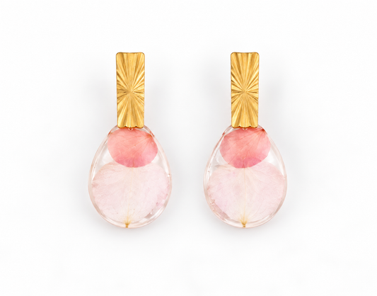 Pressed Pink Flower Earring