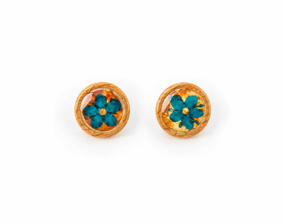 Small Designed Pressed Flowers Earrings