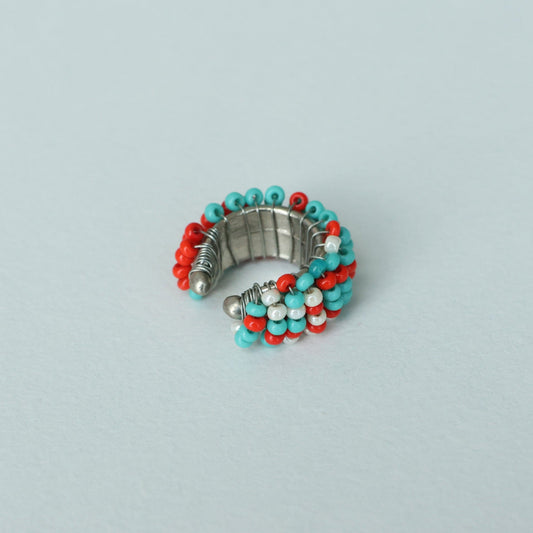 Chunky Beaded Silver Ear cuff