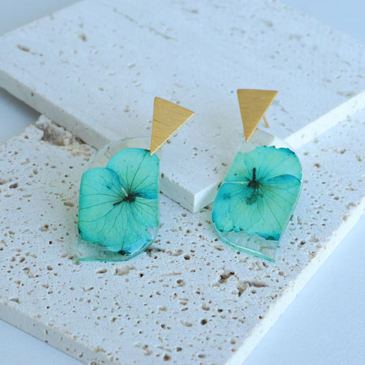 Pressed Blue Flowers Earring