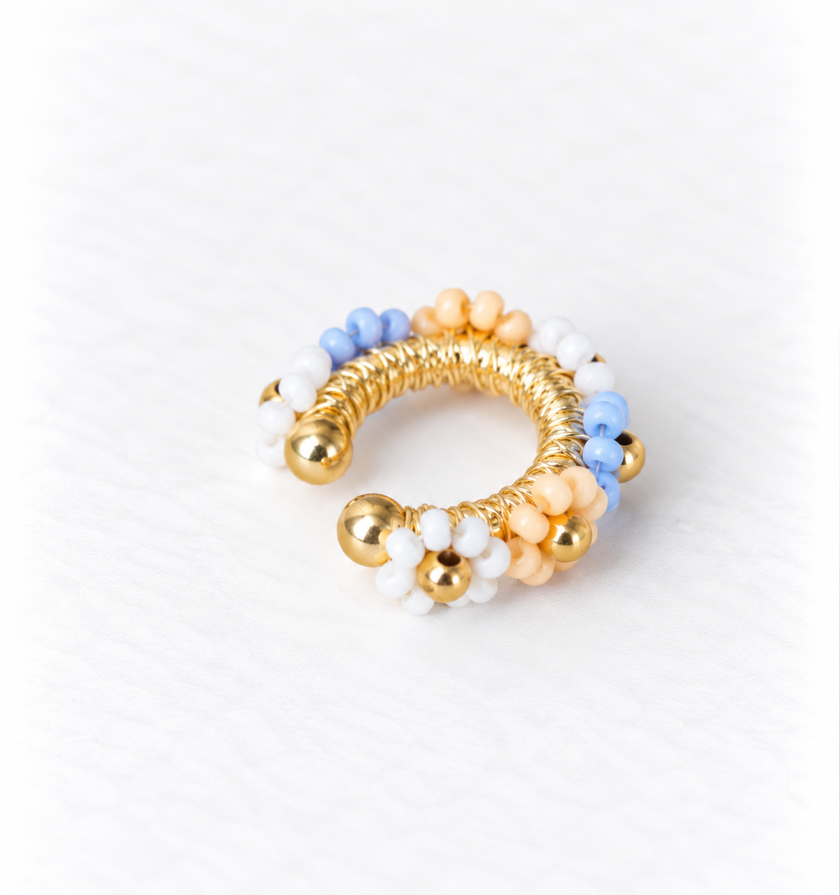 Flower Beaded Ear Cuff