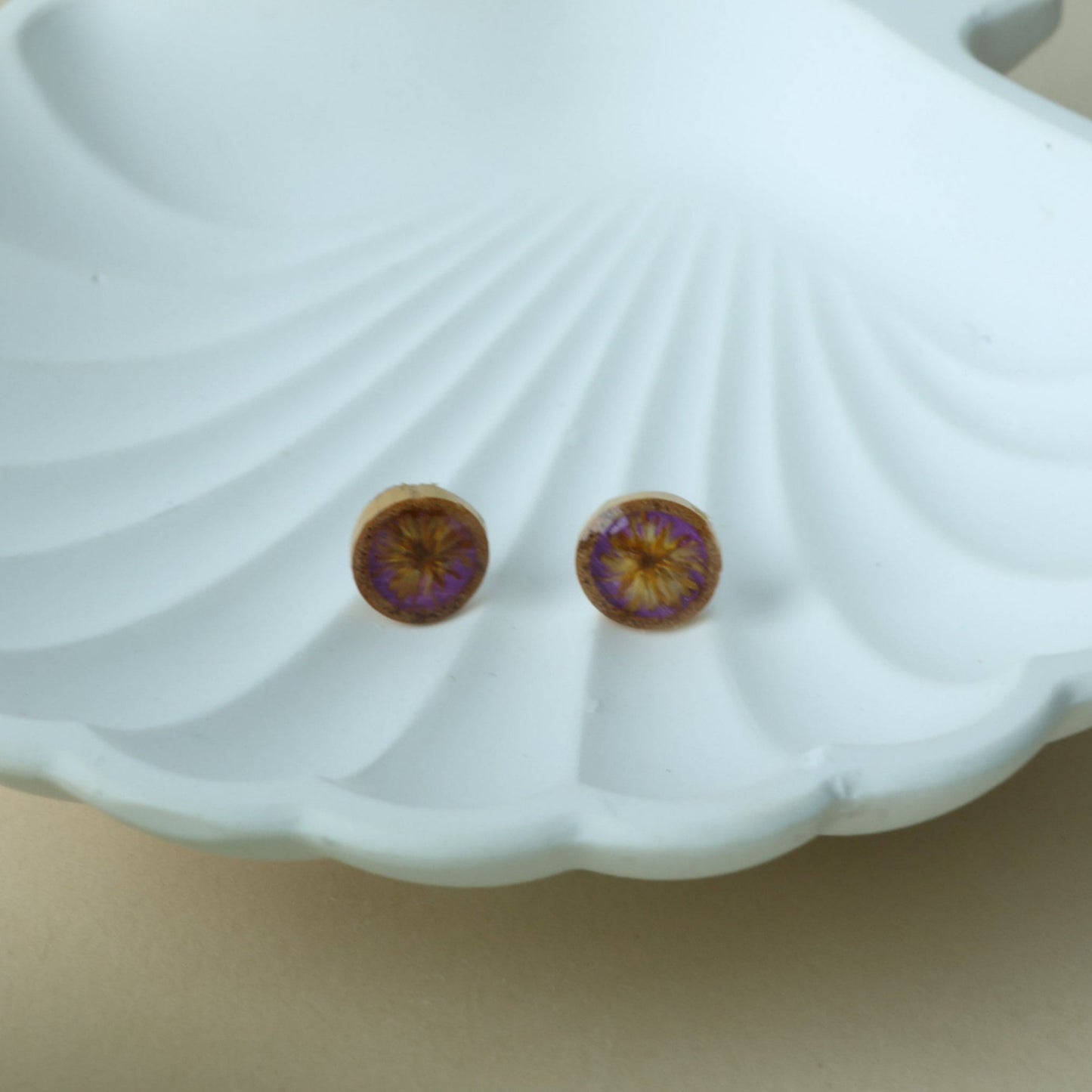 Small Designed Pressed Flowers Earrings