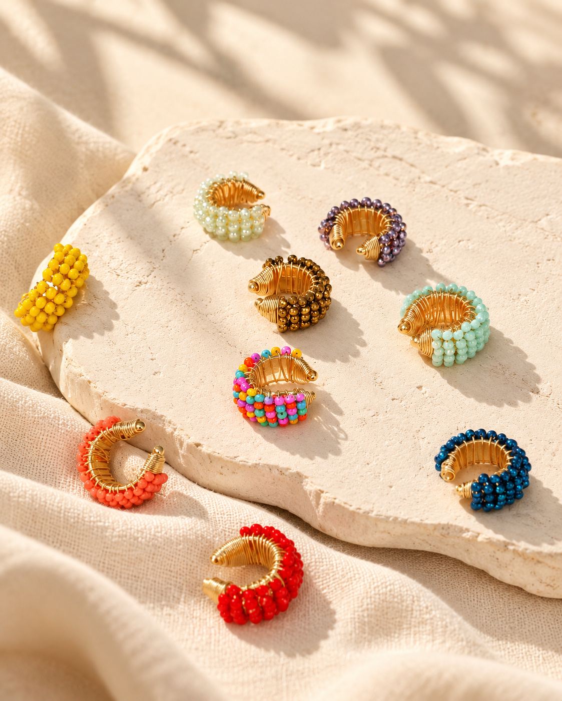 Chunky Beaded Gold Ear cuff