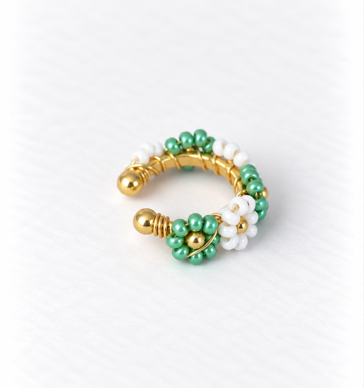 Flower Beaded Ear Cuff