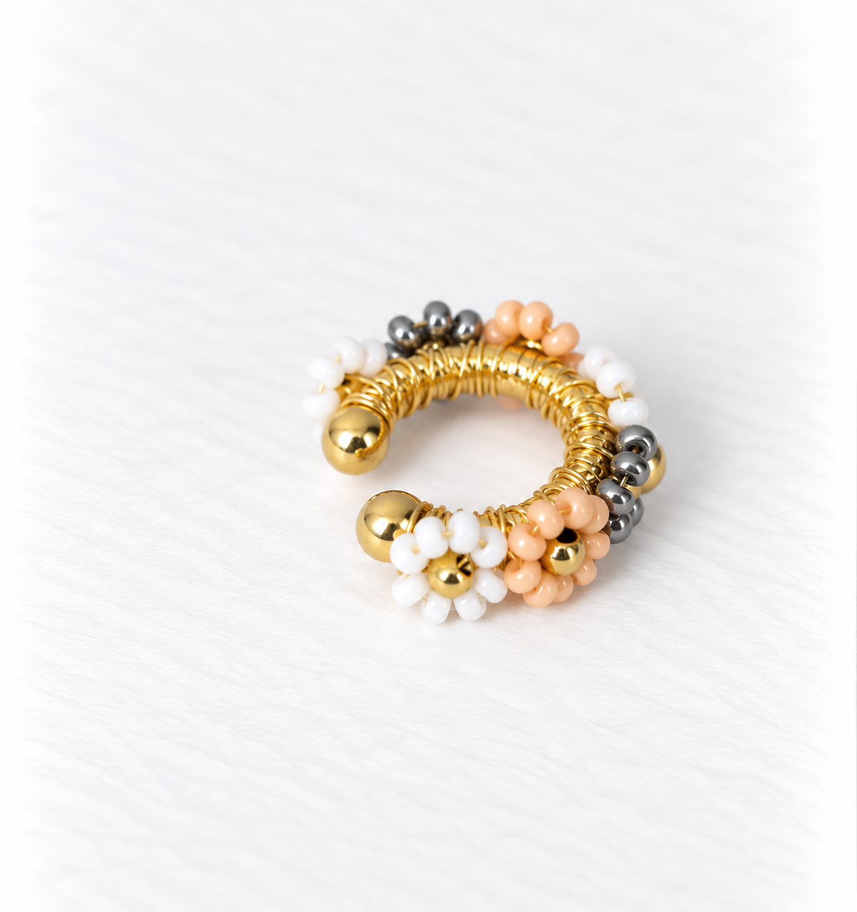 Flower Beaded Ear Cuff