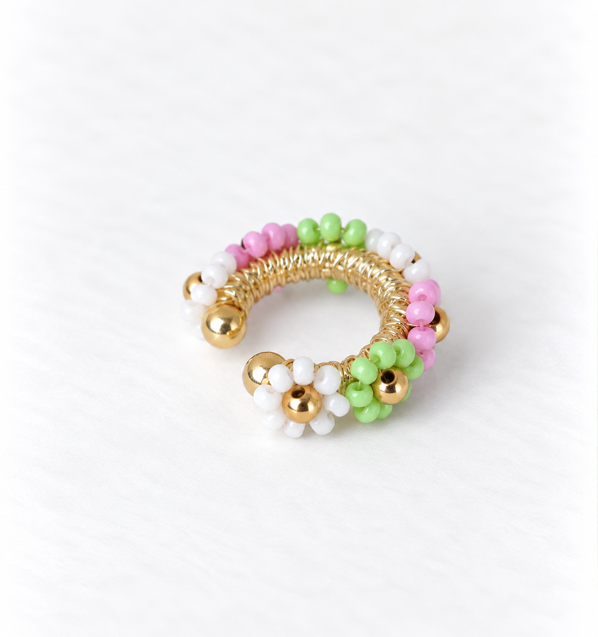 Flower Beaded Ear Cuff