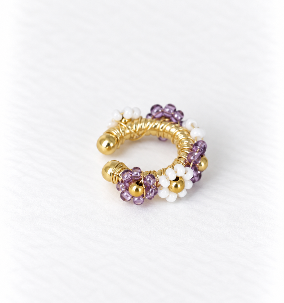 Flower Beaded Ear Cuff