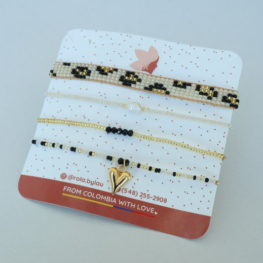 Animal Print Beaded Bracelet Set