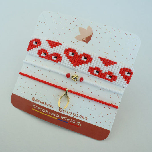 Lovely Hearts Beaded Bracelet Set
