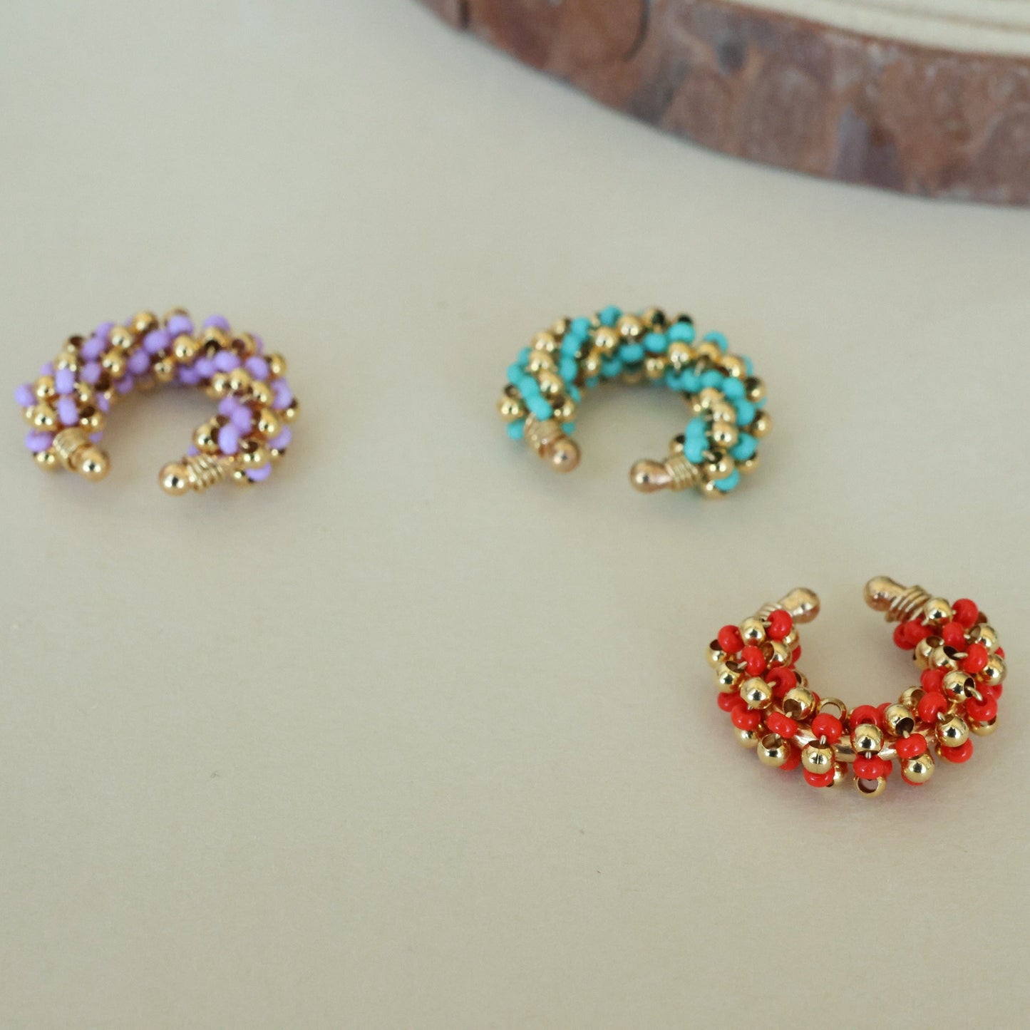 Spiral Multicolor Beaded Ear cuff