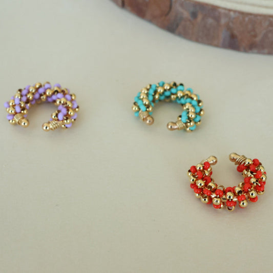Spiral Multicolor Beaded Ear cuff