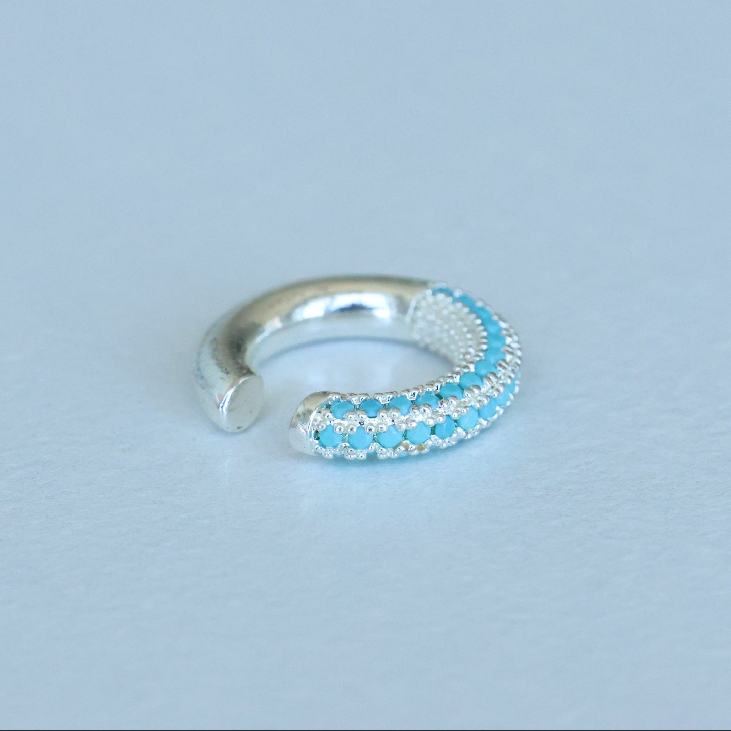 Embedded Color Silver Ear cuff