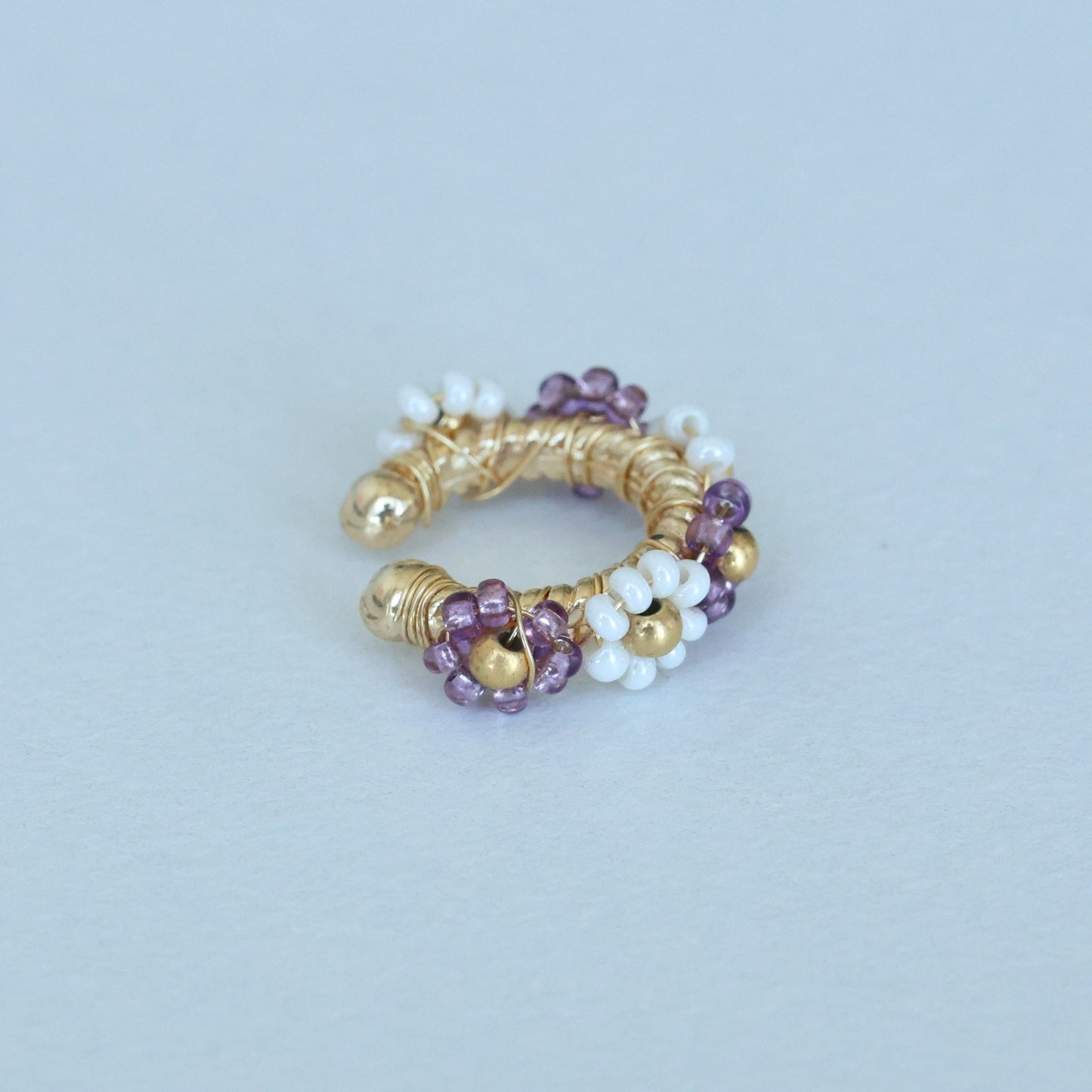 Flower Beaded Ear Cuff