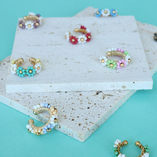 Flower Beaded Ear Cuff