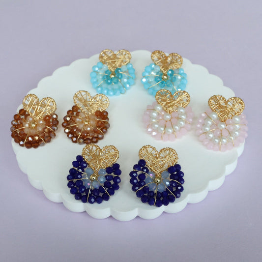 Heart Wire Wrapped Bead Earrings