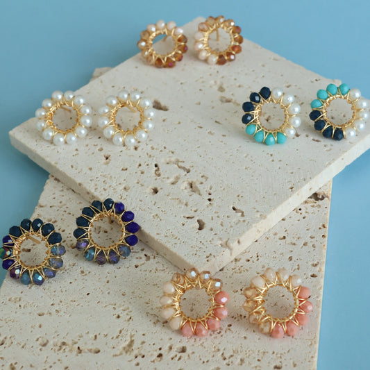 Circle Wire Wrapped Bead Earrings