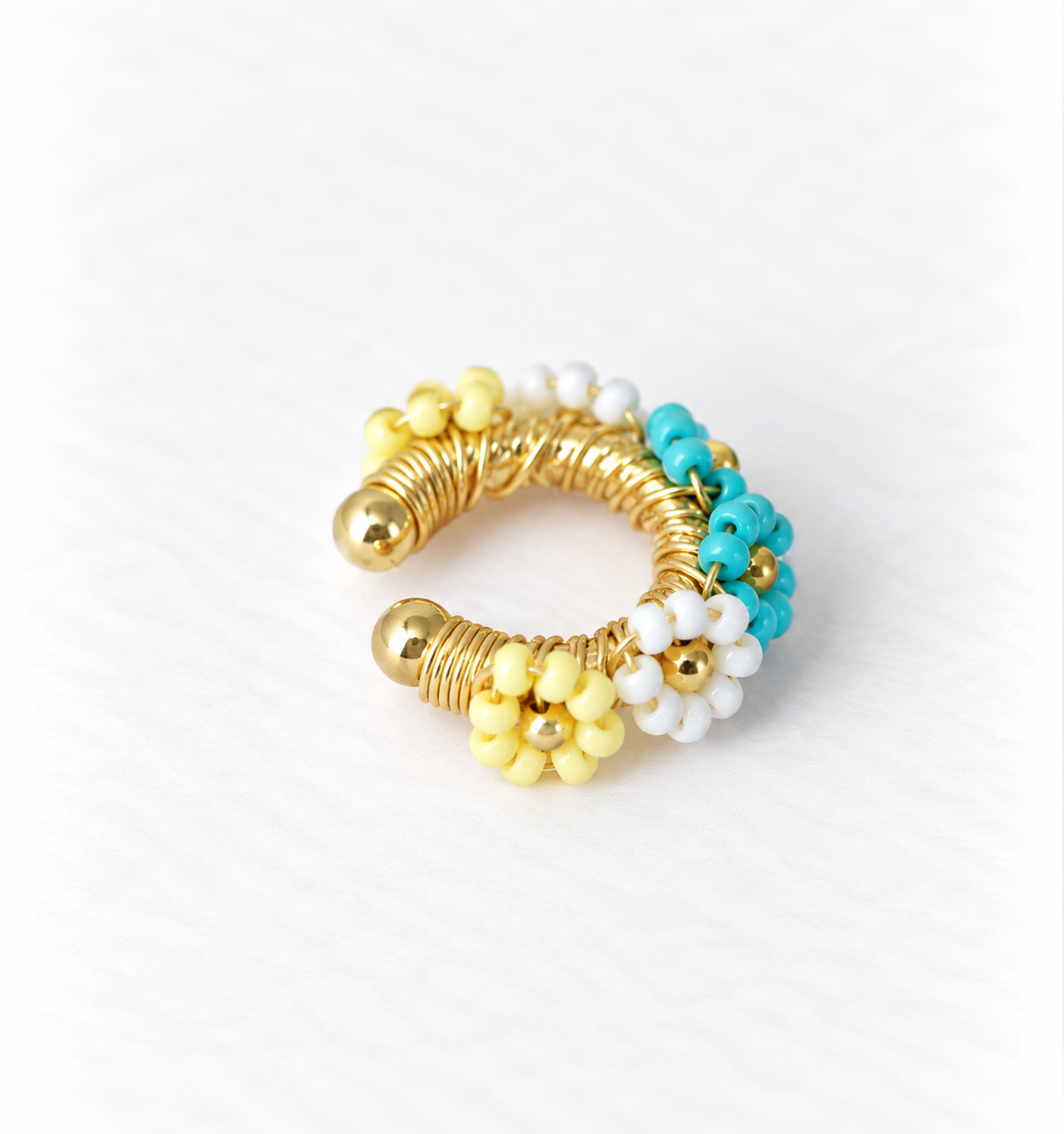 Flower Beaded Ear Cuff